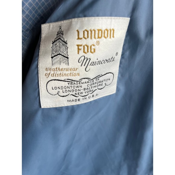 London Fog Blue Overcoat Sz. Large - Picture 7 of 11